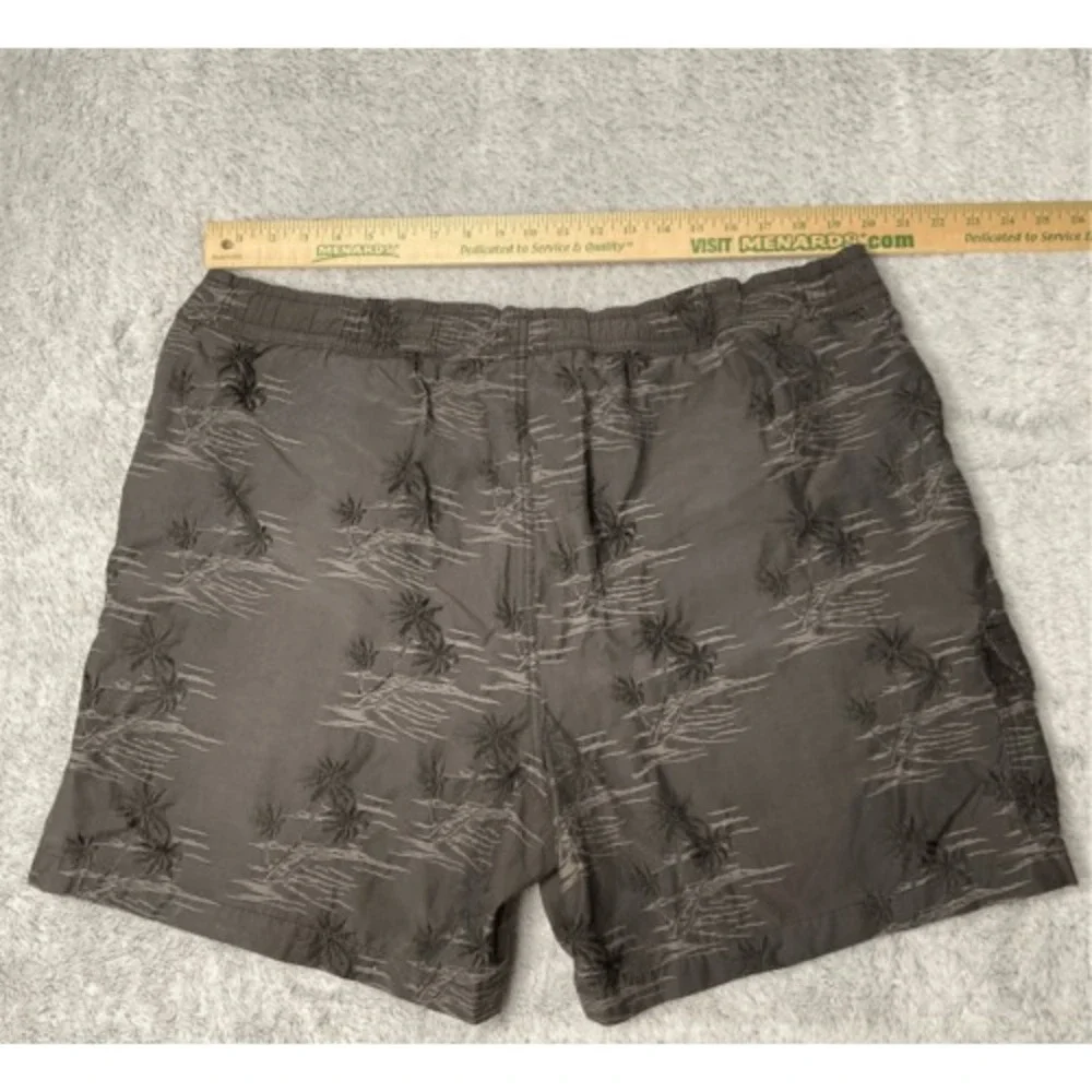 Tommy Bahama Relax Trunks Mens  XL Khaki Gray‎ Palm Tree Print Lined Swim Shorts